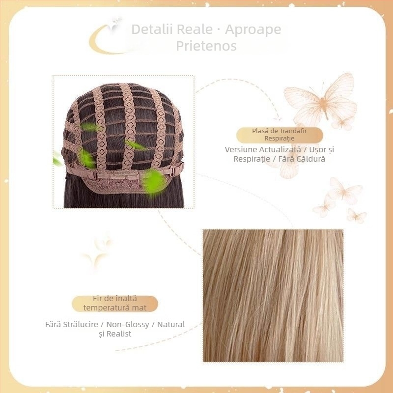 Perucă pentru femei, bob scurt drept, cu breton, fibre rezistente la temperaturi, purtare zilnică