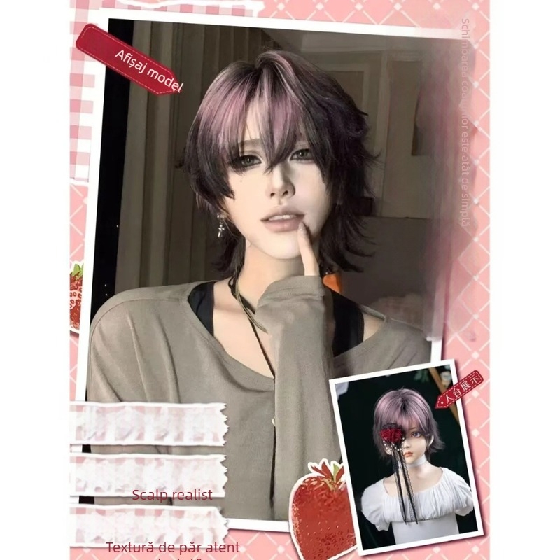 Perucă pentru femei cu păr lung — stil manga, temperament asiatic, perucă completă, fir de înaltă temperatură, mecanism de prelucrare, schimbă look-ul