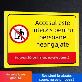 Semn de interzicere a accesului pentru persoane care nu sunt angajați, etichetă PVC autoadezivă, personalizabil, pachet 5 bucăți