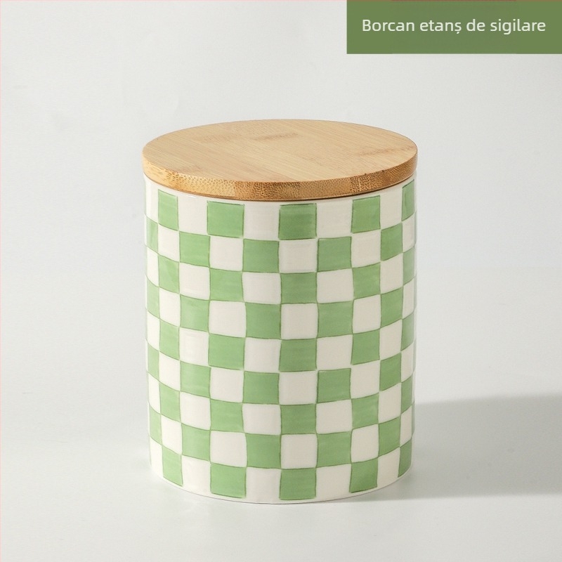 JinTu borcan ceramic sigilat pentru depozitare, cilindric, 800–1000 ml, pentru boabe de cafea, frunze de ceai și cereale