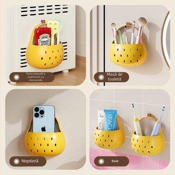 Cutie de depozitare montată pe perete — PP plastic, model TH-8115, pattern Qiuyue pear, seria Colorful fruits, stil desen animat drăguț