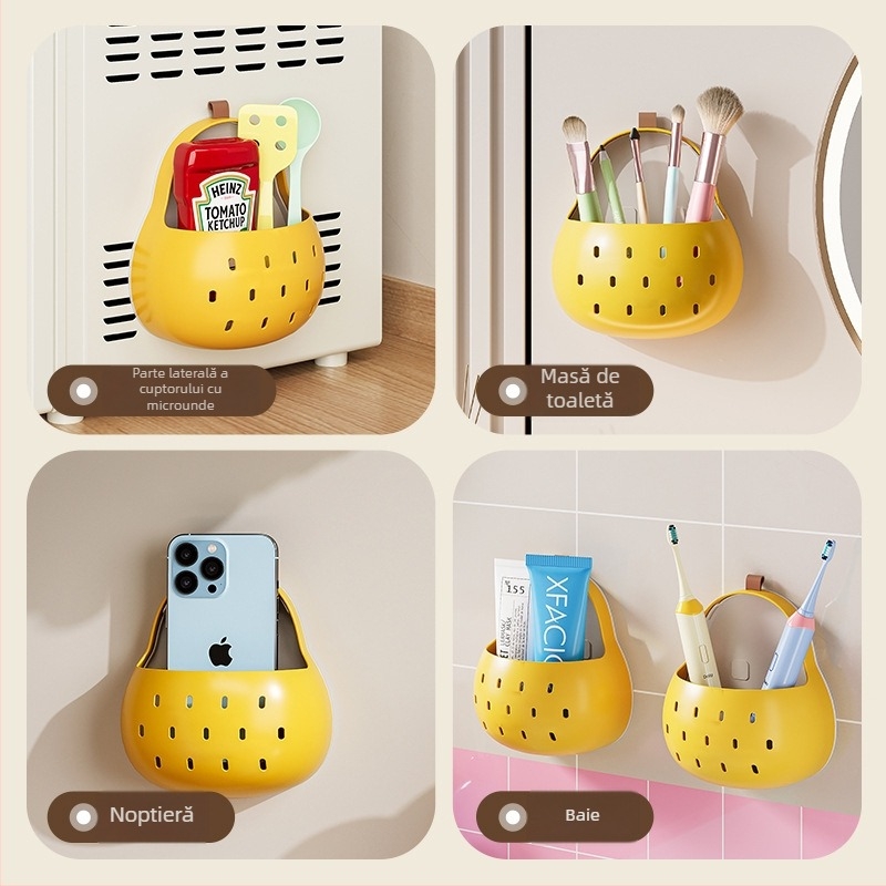 Cutie de depozitare montată pe perete — PP plastic, model TH-8115, pattern Qiuyue pear, seria Colorful fruits, stil desen animat drăguț