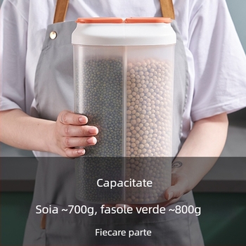 Cutie de depozitare cereale din plastic transparent, etanșă, pentru alimente și gustări, 1-2 L, compatibil cu cuptorul cu microunde, formă neregulată