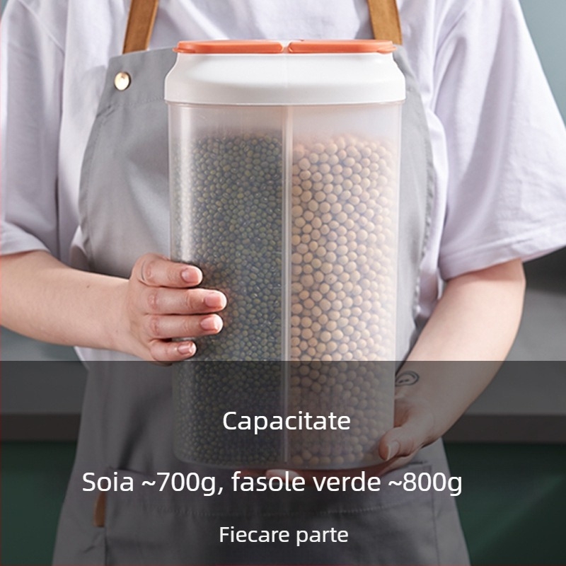 Cutie de depozitare cereale din plastic transparent, etanșă, pentru alimente și gustări, 1-2 L, compatibil cu cuptorul cu microunde, formă neregulată