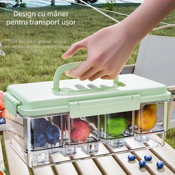 Cutie de prânz portabilă cu separator, capacitate 4.1–5 L, plastic alimentar, cutie de conservare cu un singur strat, pentru utilizare în aer liber