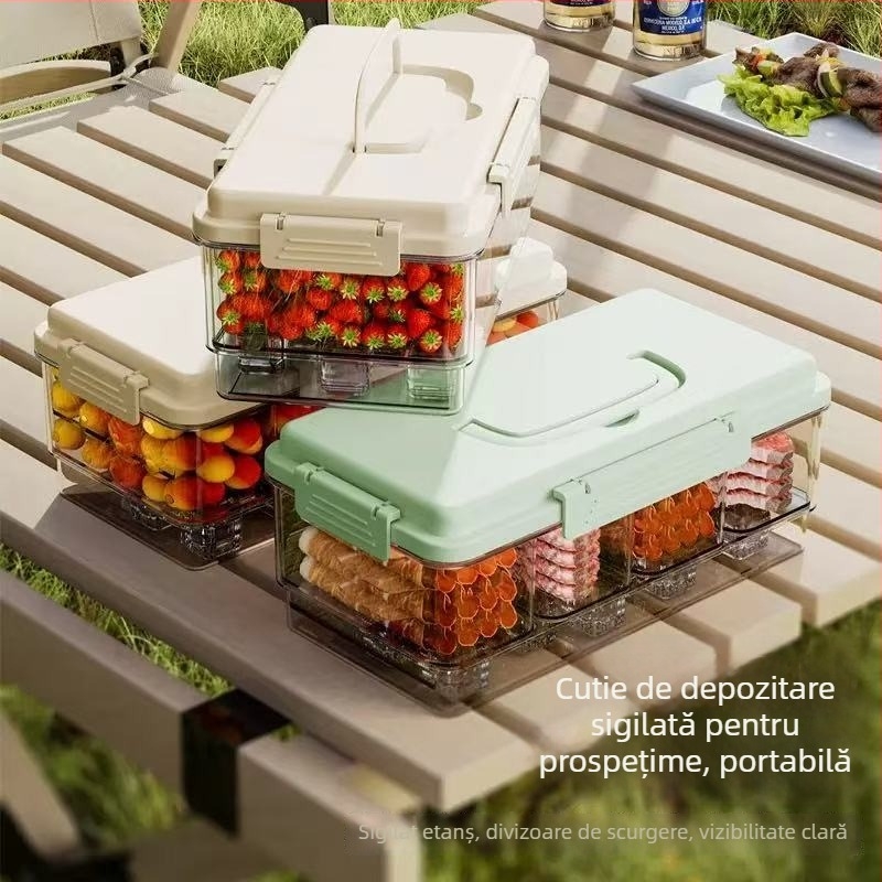 Cutie de prânz portabilă cu separator, capacitate 4.1–5 L, plastic alimentar, cutie de conservare cu un singur strat, pentru utilizare în aer liber