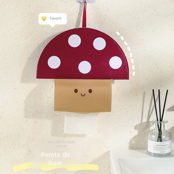 Geantă de perete pentru șervețele, în formă de ciupercă, din PU, stil pastoral, multifuncțională, potrivită pentru șervețele de hârtie demontabile