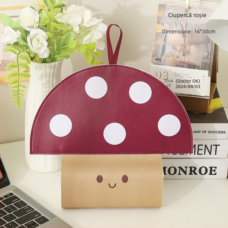 Geantă de perete pentru șervețele, în formă de ciupercă, din PU, stil pastoral, multifuncțională, potrivită pentru șervețele de hârtie demontabile