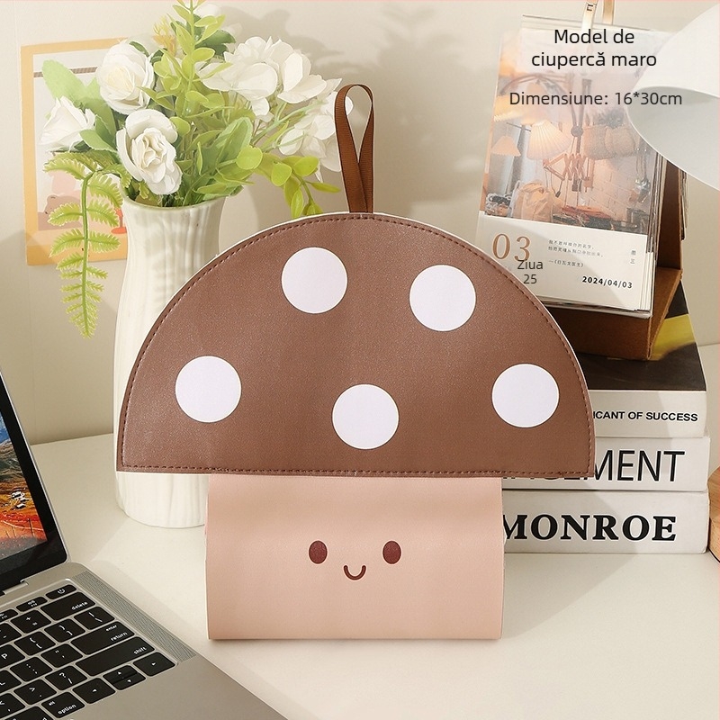 Geantă de perete pentru șervețele, în formă de ciupercă, din PU, stil pastoral, multifuncțională, potrivită pentru șervețele de hârtie demontabile