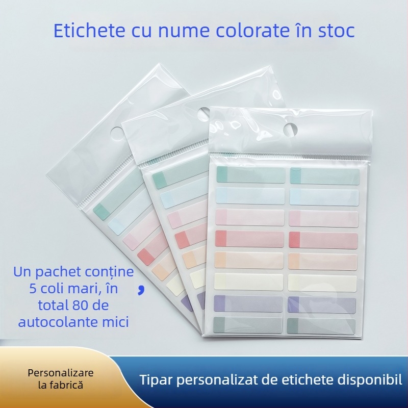 Etichete cu nume pentru elevi, rezistente la apă și uscare rapidă, etichete autoadezive cu aspect de scriere de mână, formă dreptunghiulară, hârtie specială autoadezivă, imprimare UV rotativă, rezistență la temperatură 100, grosime 0.005
