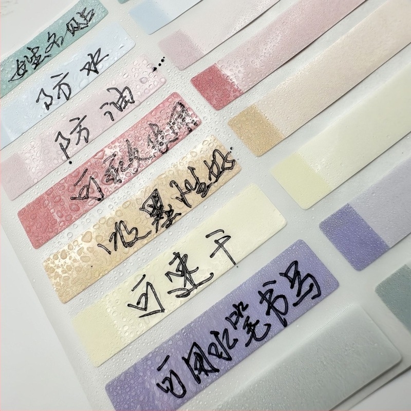 Etichete cu nume pentru elevi, rezistente la apă și uscare rapidă, etichete autoadezive cu aspect de scriere de mână, formă dreptunghiulară, hârtie specială autoadezivă, imprimare UV rotativă, rezistență la temperatură 100, grosime 0.005