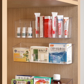 Cutie de depozitare cosmetică pentru perete, divizată (Model 9005; plastic PET; transparent; depozitare)