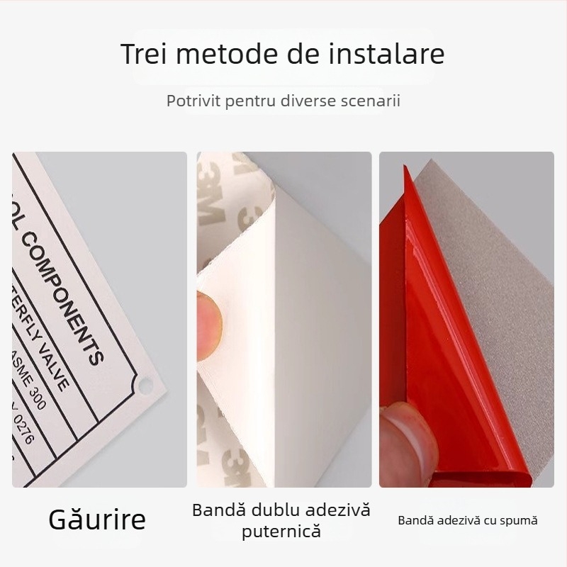 Placă metalică de identificare — personalizabilă; (material: placă metalică; imprimare: serigrafie aur rezistentă la coroziune; aplicație: universală)