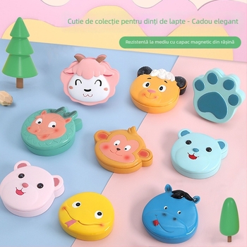 Cutie de depozitare a dinților de lapte cu temă zodiacală și amintire din păr de bebeluș - cutie din rășină