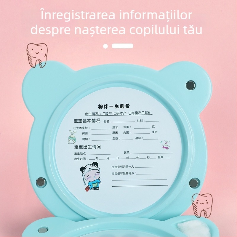 Cutie de depozitare a dinților de lapte cu temă zodiacală și amintire din păr de bebeluș - cutie din rășină