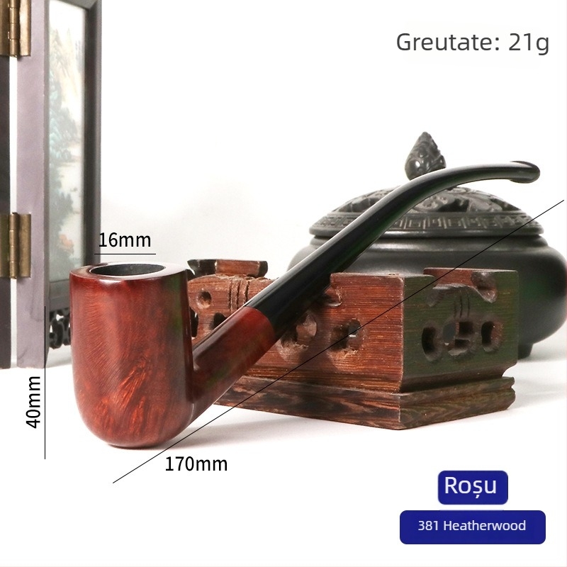 Pipă Heatherwood – Fumei, filtru 3mm, cadou de ziua de naștere, cutie cu 300 bucăți