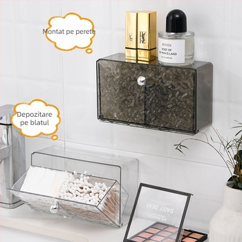 Arnuoxin Organizator cosmetic — Cutie transparentă din plastic pentru bețișoare, logo imprimat, personalizare disponibilă, design modern minimalist