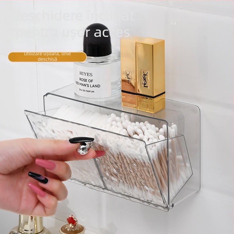 Arnuoxin Organizator cosmetic — Cutie transparentă din plastic pentru bețișoare, logo imprimat, personalizare disponibilă, design modern minimalist