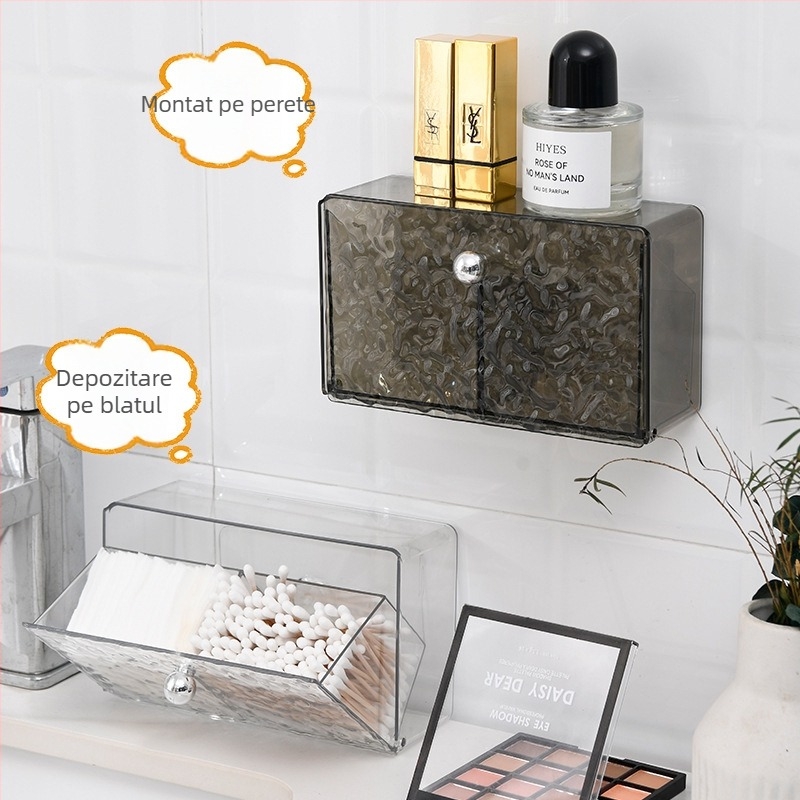 Arnuoxin Organizator cosmetic — Cutie transparentă din plastic pentru bețișoare, logo imprimat, personalizare disponibilă, design modern minimalist