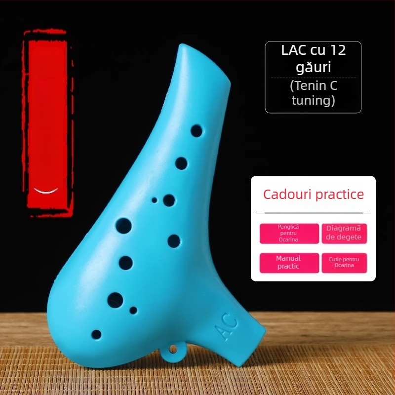 Ocarina cu 12 guri, rășină, ac-tone, notă mijlocie C, pentru începători