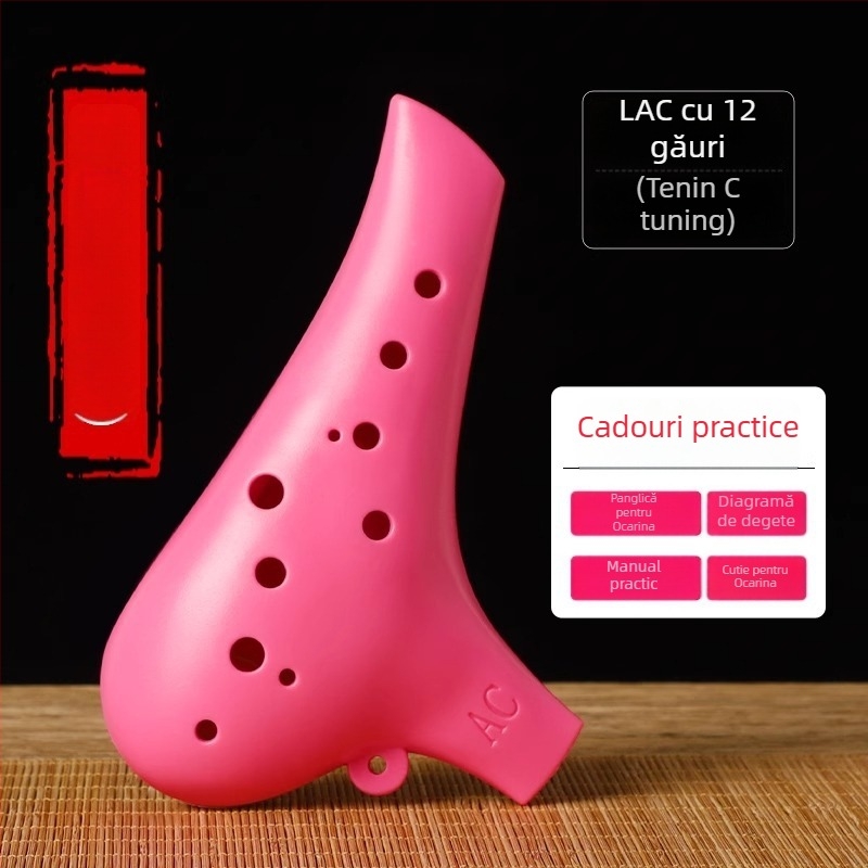 Ocarina cu 12 guri, rășină, ac-tone, notă mijlocie C, pentru începători