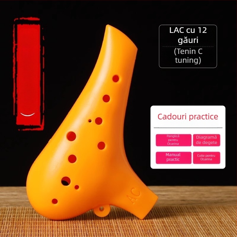 Ocarina cu 12 guri, rășină, ac-tone, notă mijlocie C, pentru începători