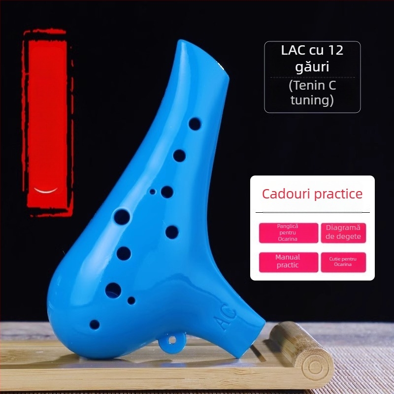 Ocarina cu 12 guri, rășină, ac-tone, notă mijlocie C, pentru începători