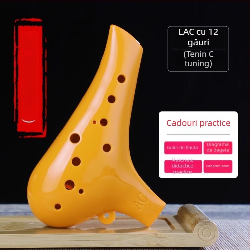 Ocarina cu 12 guri, rășină, ac-tone, notă mijlocie C, pentru începători