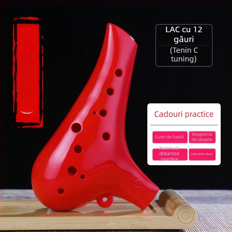 Ocarina cu 12 guri, rășină, ac-tone, notă mijlocie C, pentru începători