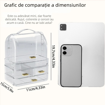 Storage Prince Organizador cosmetic pentru birou cu sertar — mare capacitate, material PET, compartimente pentru ruj și creion de sprâncene