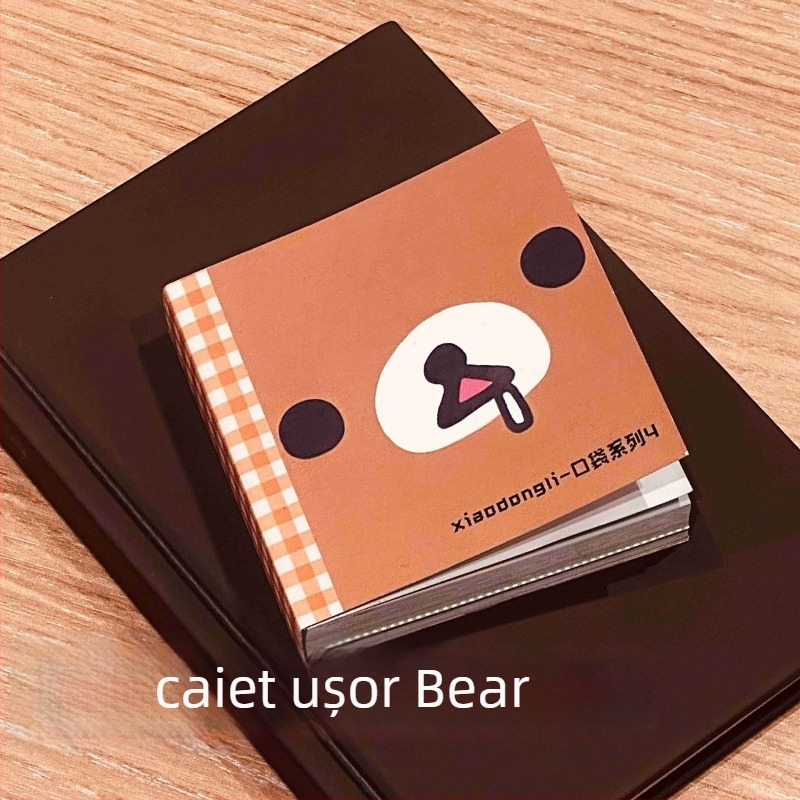 Mini caiet cu Rilakkuma în stil desen animat, pagini detașabile, format de buzunar (fără lipire; IP neautorizat)