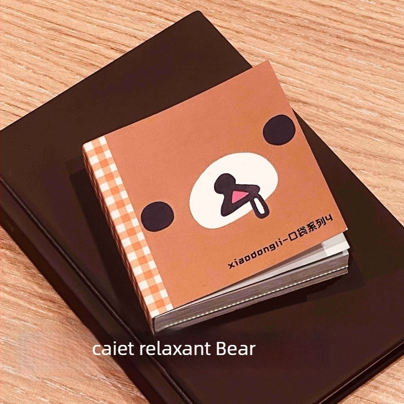 Mini caiet cu Rilakkuma în stil desen animat, pagini detașabile, format de buzunar (fără lipire; IP neautorizat)