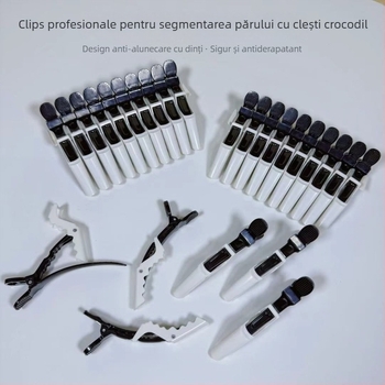 Cleme de păr de tip aligator pentru vopsire și secționare – Cleme cu cioc de rață pentru saloane profesionale