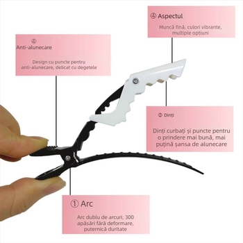 Cleme de păr de tip aligator pentru vopsire și secționare – Cleme cu cioc de rață pentru saloane profesionale