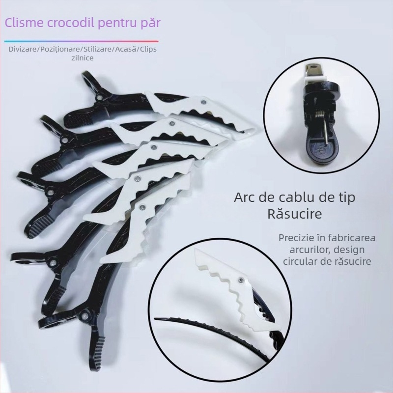 Cleme de păr de tip aligator pentru vopsire și secționare – Cleme cu cioc de rață pentru saloane profesionale