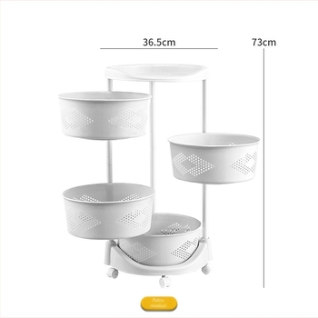 Raft de bucătărie rotativ la 360° pe podea — organizator din plastic cu mai multe niveluri pentru fructe și legume