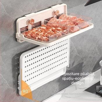 Organizator de farfurii pentru bucătărie, cu ventuze, trei niveluri, montaj pe perete fără găuri, ABS+PET, capacitate 5 kg