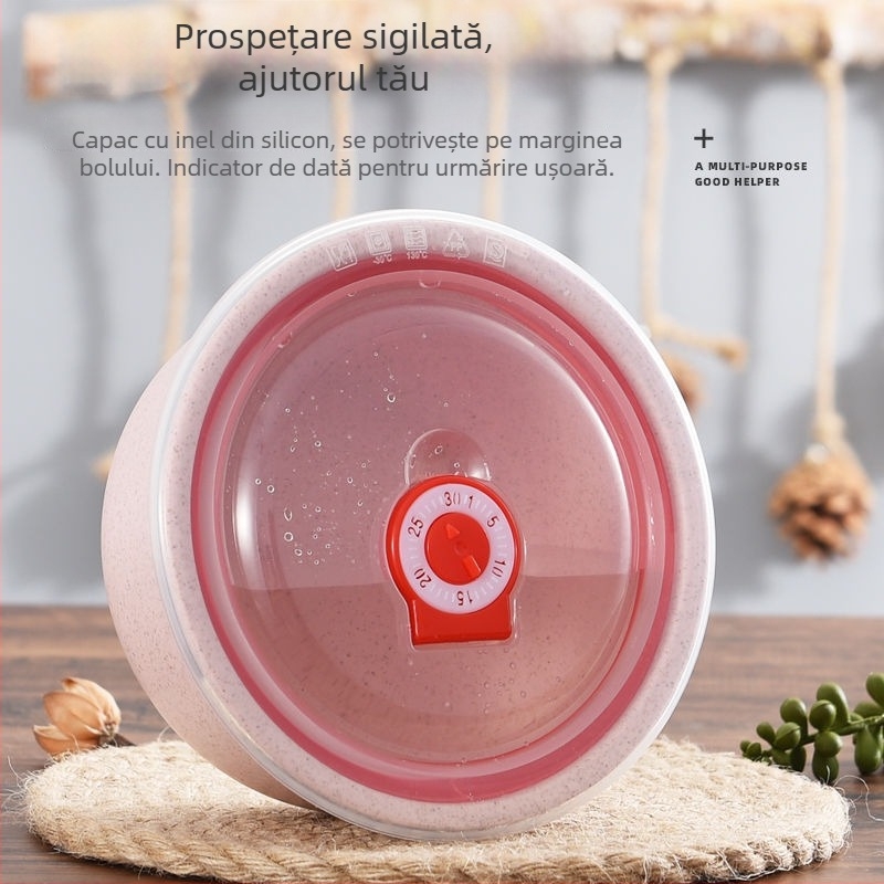 Cutie pentru alimente din paie de grâu, formă rotundă, 501–800 ml, necompatibilă cu cuptorul cu microunde