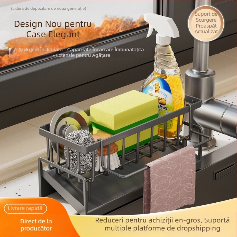 Kaihong organizator plastic pliabil, multifuncțional pentru perete, fără montaj, pentru chiuvetă