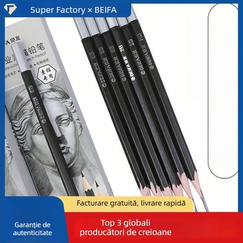 Beifa 12 buc HB-8B creioane grafice profesionale pentru desen – corp din lemn, pentru artiști și studenți