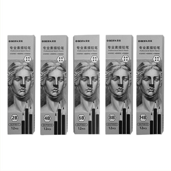 Beifa 12 buc HB-8B creioane grafice profesionale pentru desen – corp din lemn, pentru artiști și studenți