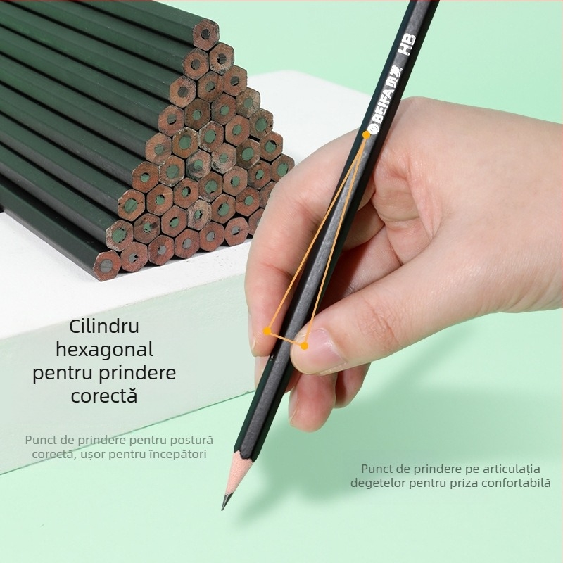 Beifa 12 buc HB-8B creioane grafice profesionale pentru desen – corp din lemn, pentru artiști și studenți