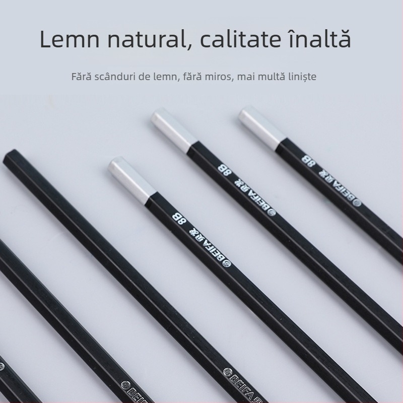 Beifa 12 buc HB-8B creioane grafice profesionale pentru desen – corp din lemn, pentru artiști și studenți