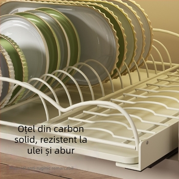 Raft de bucătărie pentru vase, tip sertar, sârmă din fier, încorporat, suport de drenaj pentru farfurii, stil modern minimalist