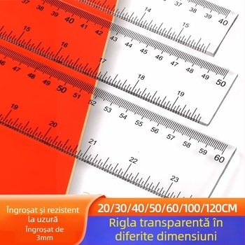 Riglă lungă, rezistentă la uzură, cu precizie înaltă pentru desen și măsurare, din plastic, pentru elevi