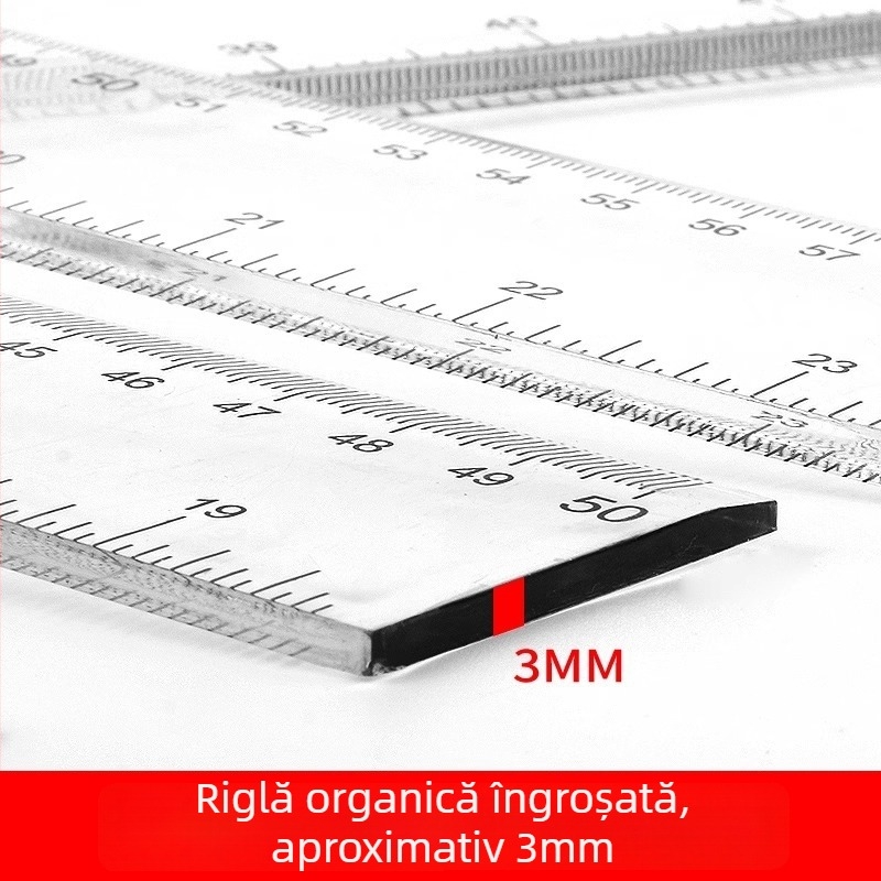 Riglă lungă, rezistentă la uzură, cu precizie înaltă pentru desen și măsurare, din plastic, pentru elevi