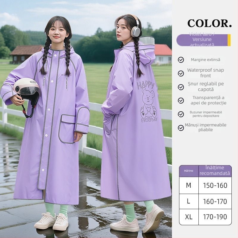 Poncho de ploaie pentru bicicletă, adulți, material PVC cu strat impermeabil PU, pentru o singură persoană