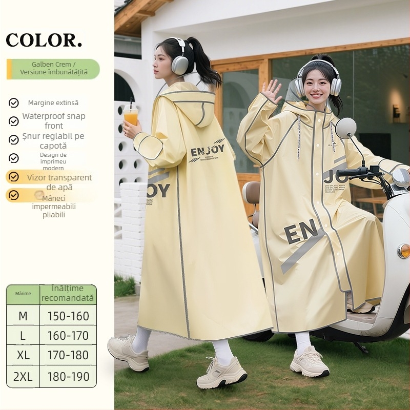 Poncho de ploaie pentru bicicletă, adulți, material PVC cu strat impermeabil PU, pentru o singură persoană