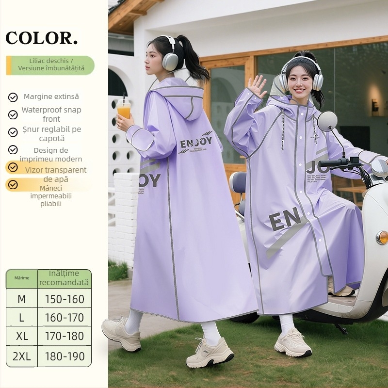 Poncho de ploaie pentru bicicletă, adulți, material PVC cu strat impermeabil PU, pentru o singură persoană