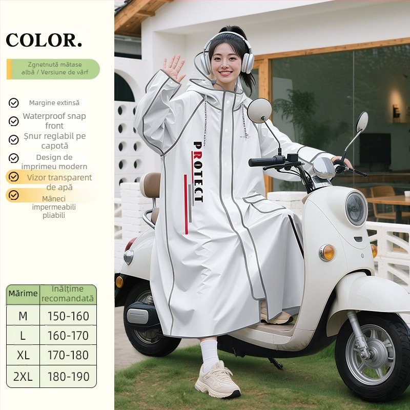 Poncho de ploaie pentru bicicletă, adulți, material PVC cu strat impermeabil PU, pentru o singură persoană